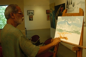 Painting demonstration and workshop by Shrikant Jadhav at Artfest 09, Indiaart Gallery